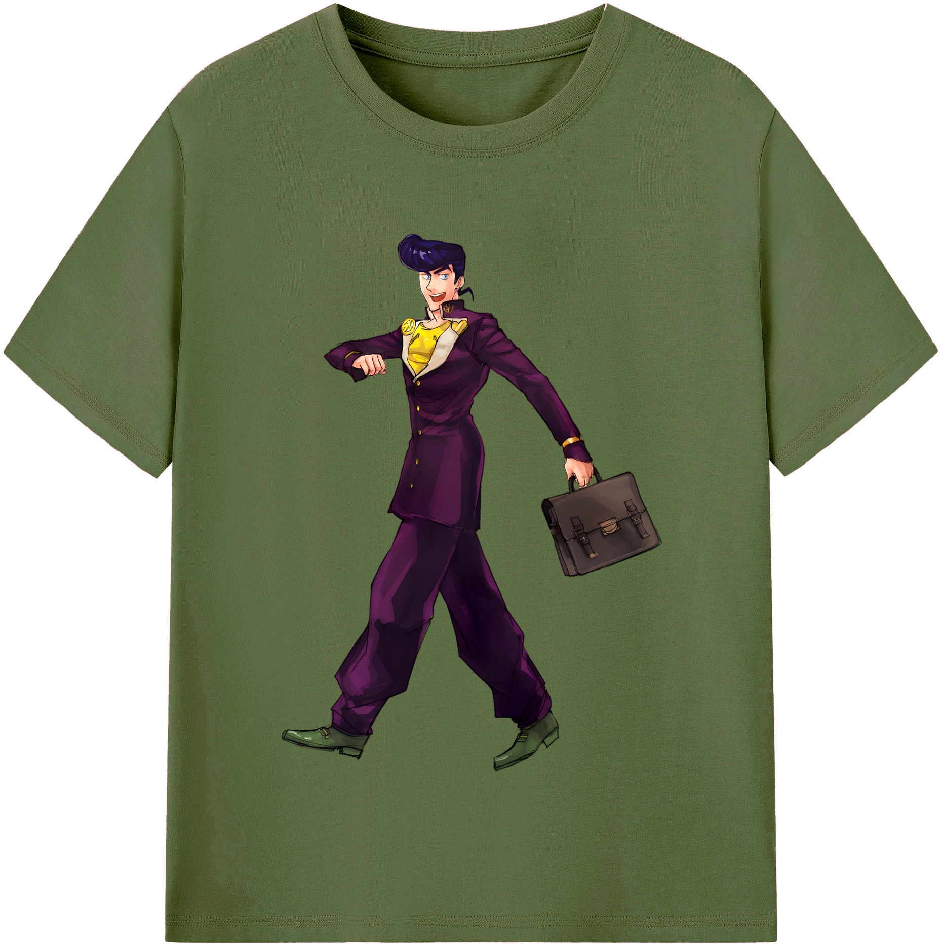 （画像用） ジョジョの奇妙な冒険 ひがしかた じょうすけ JoJo's Bizarre Adventure Higashikata Josuke 綿100％半袖Tシャツ（フロントプリント）